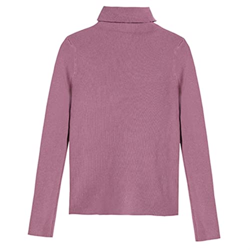 Mujer Tortuga De Tortuga De Punto Suéter Casual Slim Jerseys Suéteres Suave Jersey Básico (Color : Violet, Size : One Size)
