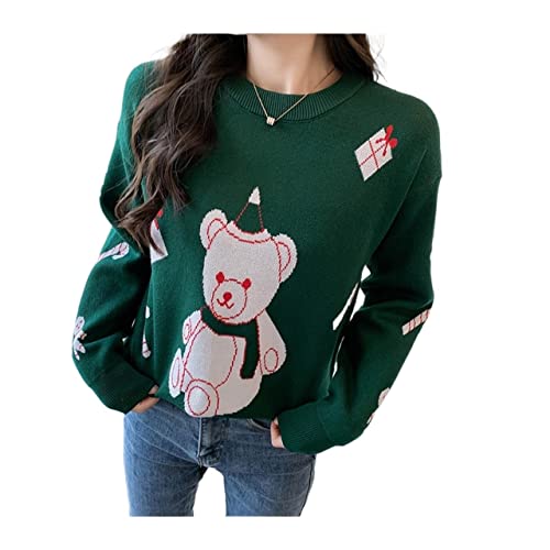 YAYA2021-SHOP Suéter Mujer Invierno Nuevo Santa Claus suéter de Navidad Suelto Espeso cálido Pareja de Punto suéteres de Punto Lindo Jersey Hembra Casuales Pullover Suéteres (Color : A1, Size : S)