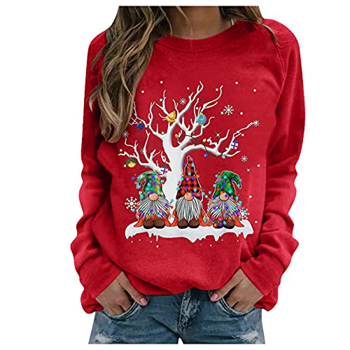 Sudadera Cuello Redondo para Mujer Navidad - Sudaderas Mujer Largas Ropa De Navidad Pullover Chica Casual Ugly Christmas Sweater Adolescente Chica Sudadera Camisetas Blusas NavideñOs